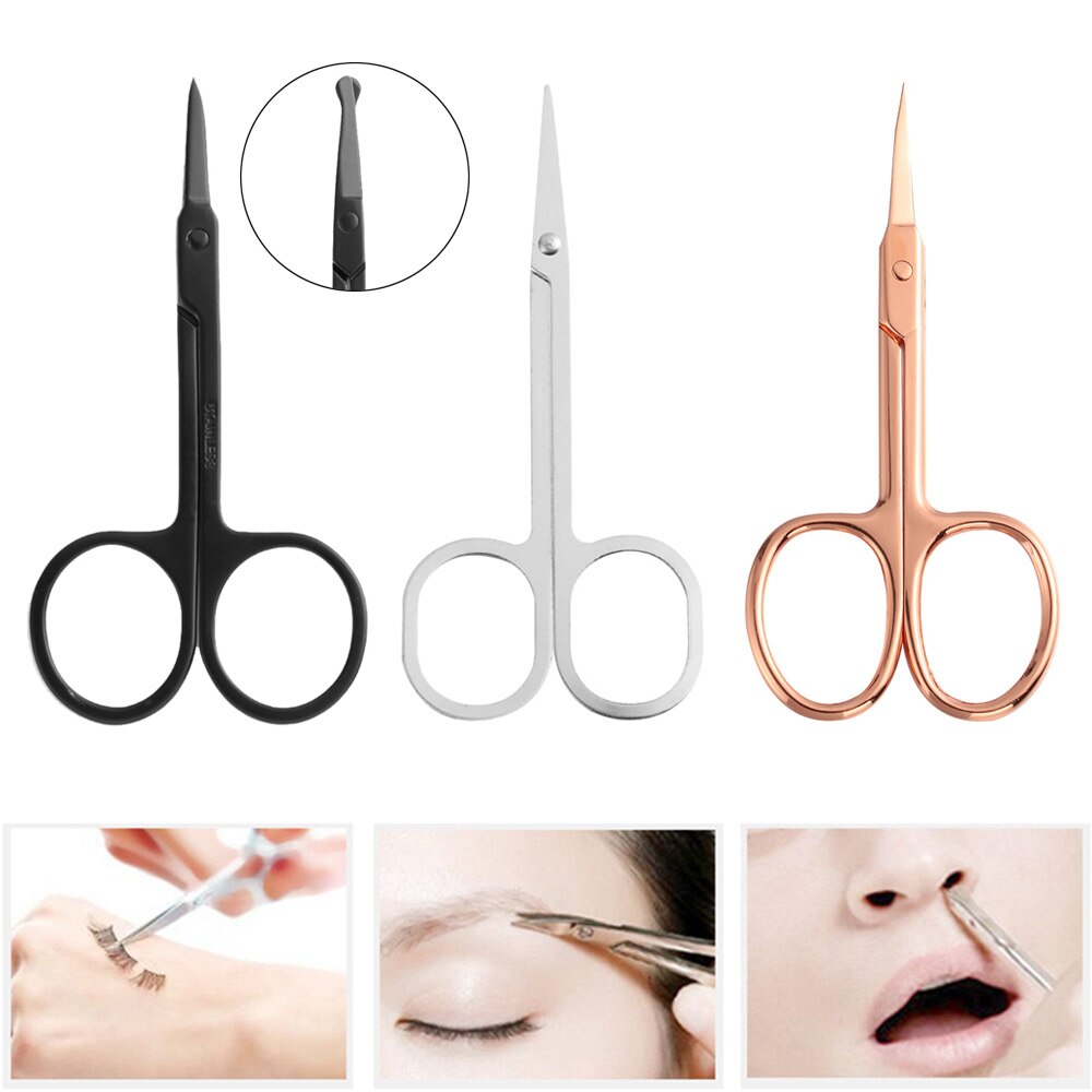 Tijeras de acero inoxidable para cejas, pestañas y cejas recortador de, tijeras para el pelo de la nariz, tijeras de manicura, cortador, herramienta de maquillaje de uñas