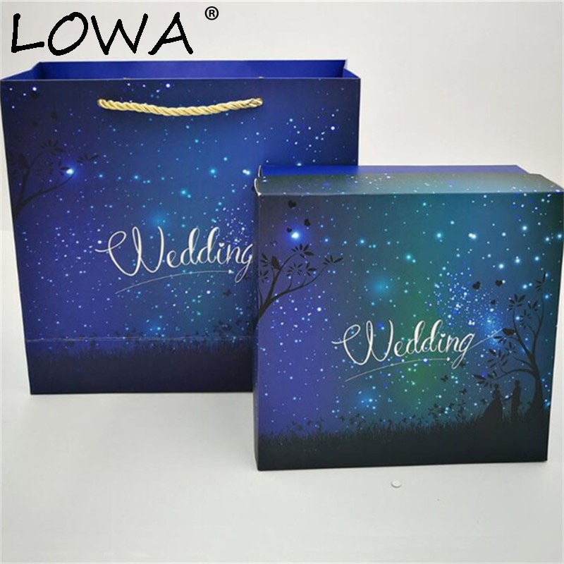 Box Set Wedding Hand Box Personality Favor Candy Bag Stars Souvenir Party Blue Paper Bags Suit Pack
