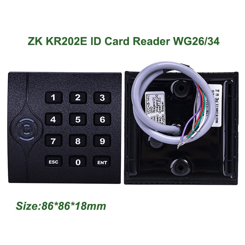 ZK KR100 Wiegand Card Reader 125kHz EM Card Reader WG26/34 RFID Card Reader IP65 Waterproof Access Control Proximity Card Reader: KR202E