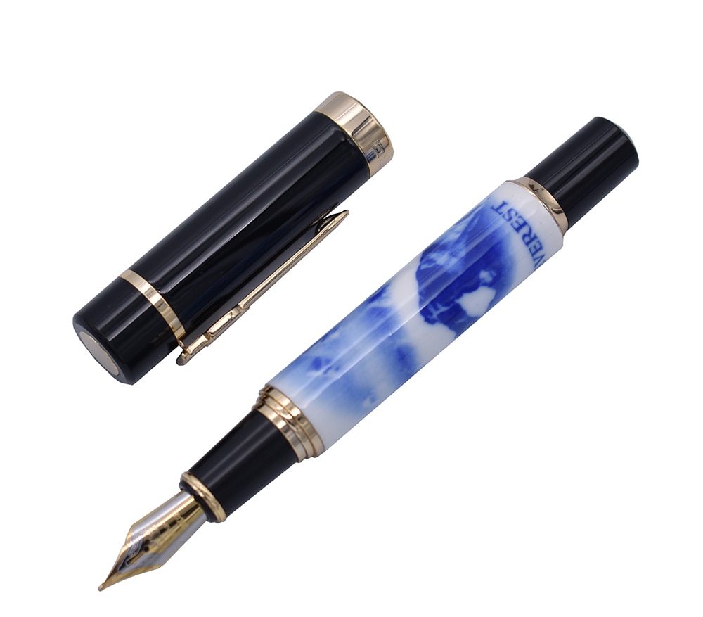 Jinhao Fountain Pen Mount Everest Painting Big Size Classical Medium Nib Writing Pen Business Office Home School Supplies
