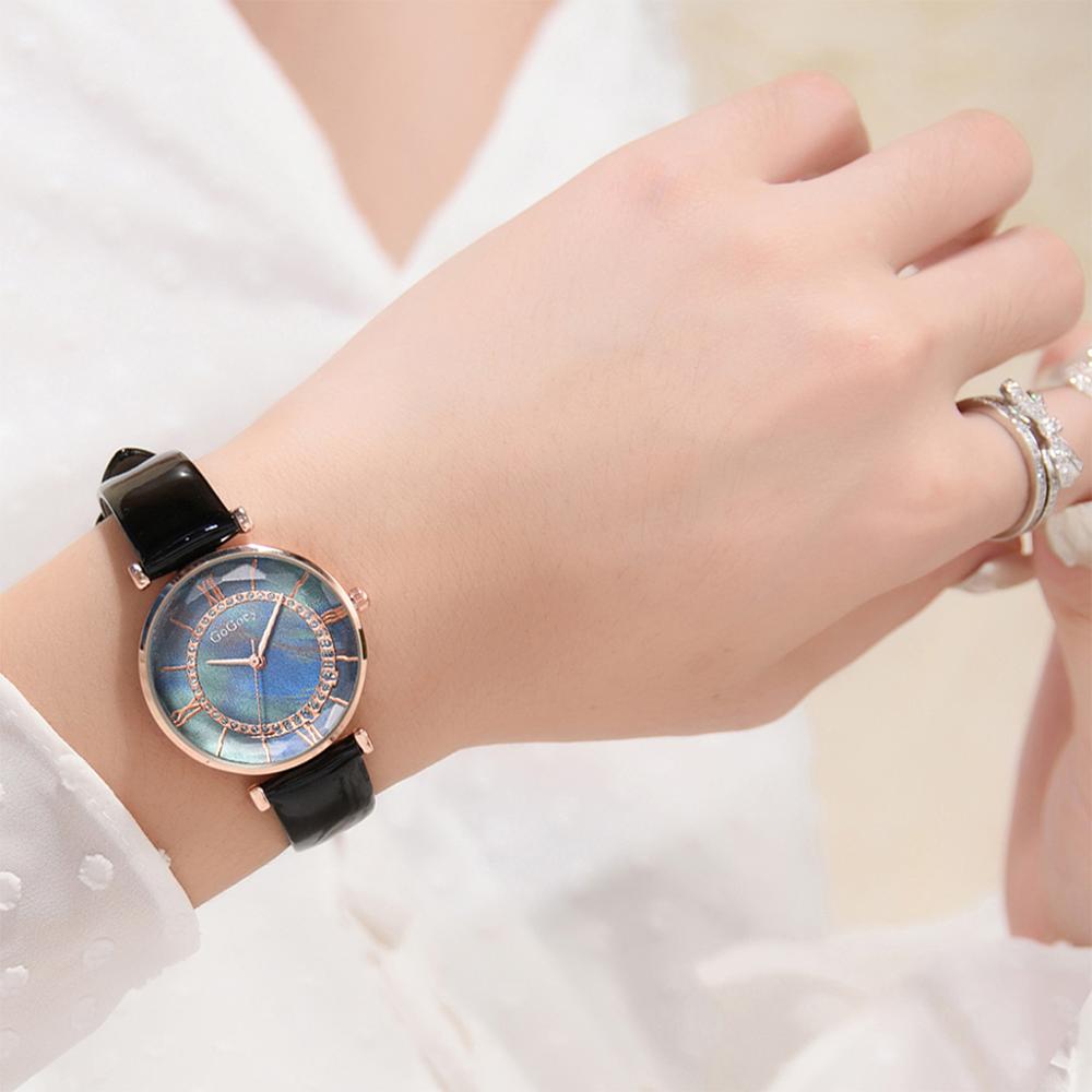 Luxe dameshorloge met leren band, unieke, eenvoudige horloges, casual sporthorloges, quartzhorloges, dameshorloges