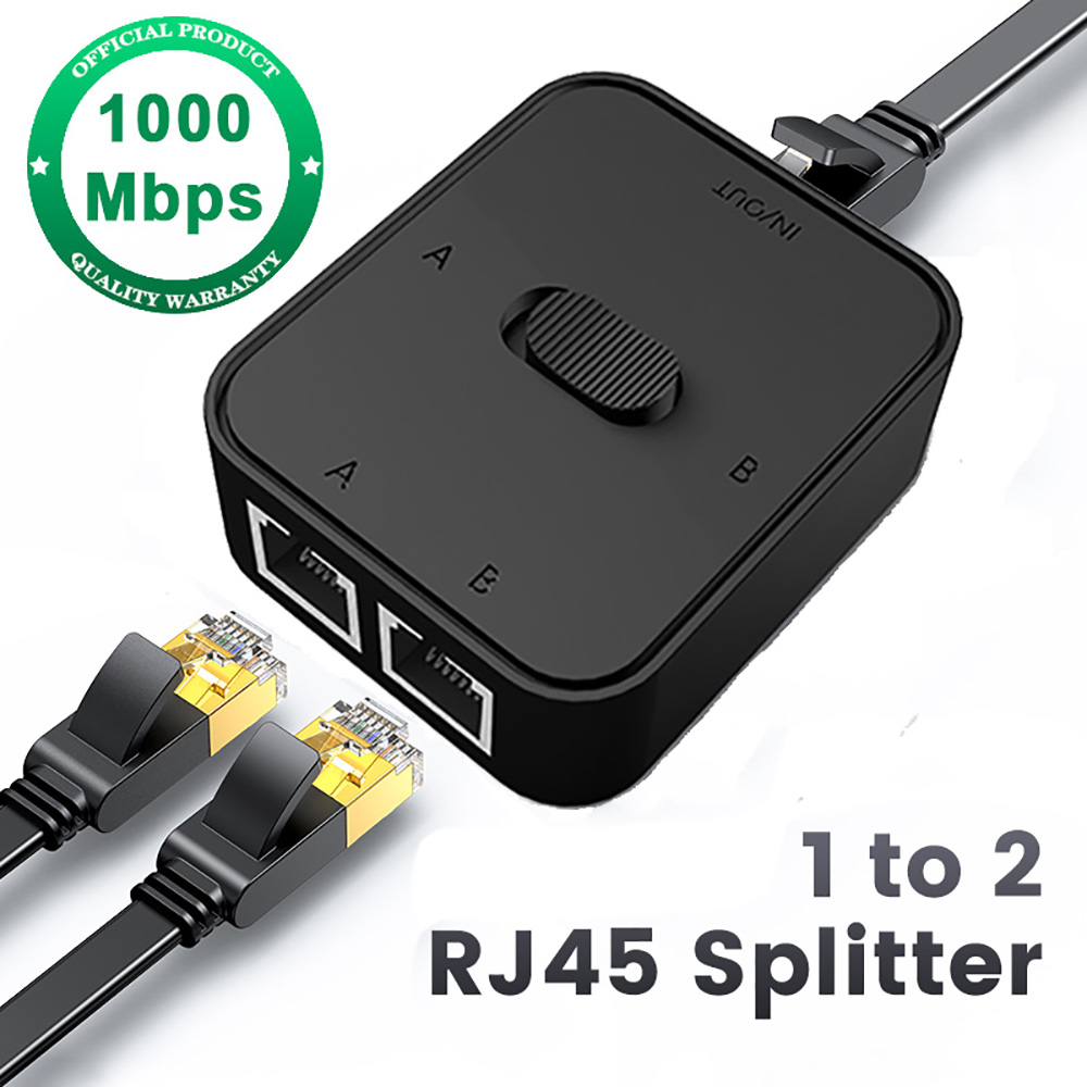 Adaptateur Ethernet 1000Mbps 1 entrée 2 sorties, séparateur RJ45, connecteur Lan Cat 6 rj45, coupleur de commutateur pour PC portable, boîtier TV, routeur