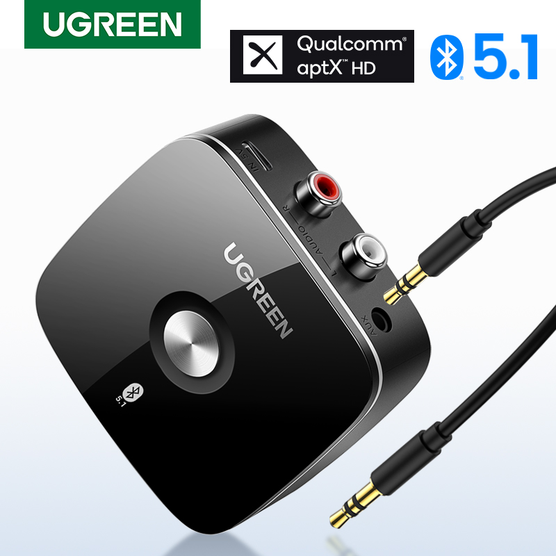 【RU】 UGREEN Bluetooth 5.1 Música inalámbrica Auido 3,5 mm RCA aptX HD Música de baja latencia Bluetooth 5.0 Sonido 3,5 mm 2RCA