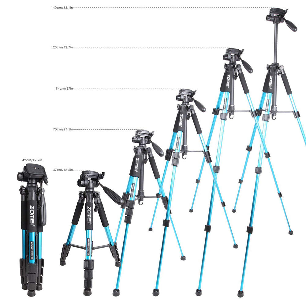 Zomei Blue Q111 Lightweight Tripod Portable Travel Camera Stand with Pan Head Carry Bag for SLR DSLR Digital Camera