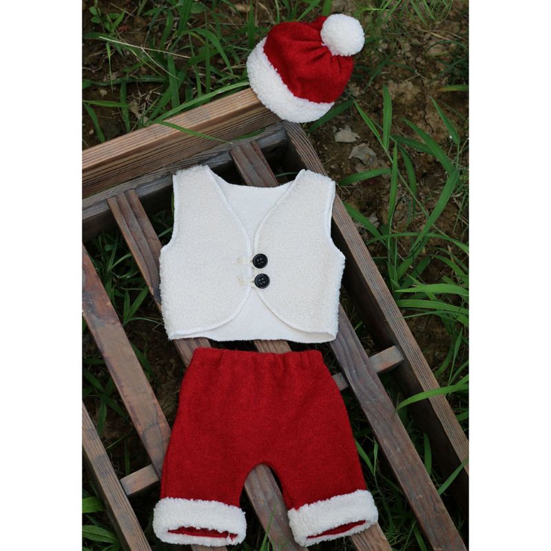 Nyfødt baby tøj drenge piger jule tegneserie santa shorts+vest+hat tøj  f3me