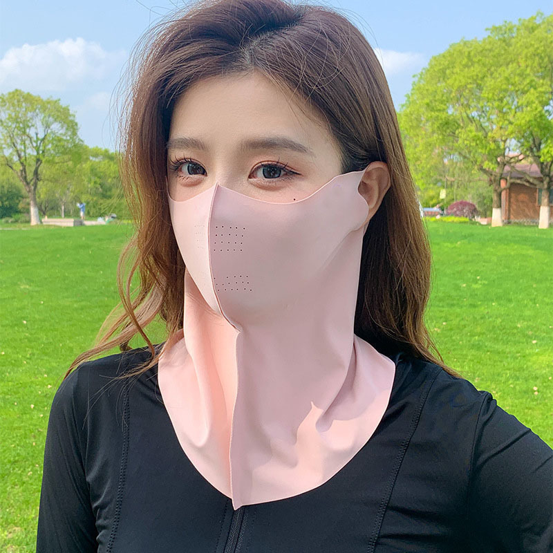 Masque de Protection solaire en soie glacée, UPF50 +, écharpe complète Anti-UV, Anti-poussière, Protection du cou, pare-soleil, masque facial pour cyclisme: GRIS