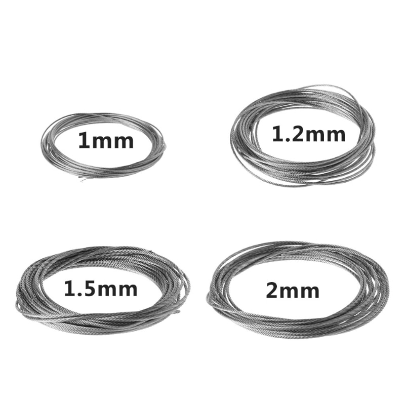 5m 304 Stainless Steel Wire Rope Soft Fishing Lifting Cable 7×7 Clothesline R9JC