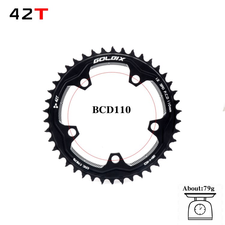 PROWHEEL ROAD bicycle chainring 110BCD 130BCD 34/39/50/53T sprocket steel/aluminum alloy/AL-7075 CNC 8/9/10/11 speed chain wheel: 110BCD 42T
