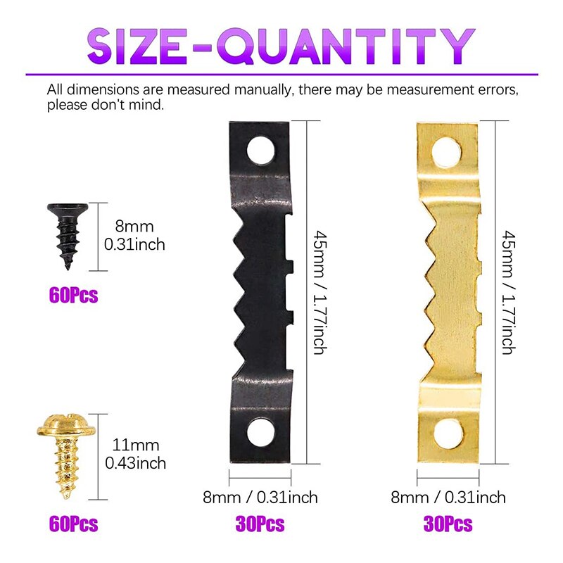 415pcs Photo Picture Frame Hanging Heavy Duty Assorted Picture Hangers Kit with Screws for Home Photo Wall Wall Mounting