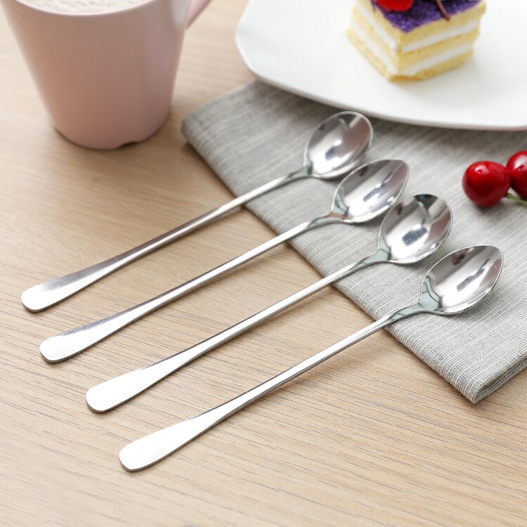 Rvs Lange Koffie Lepels Britse Stijl Dessert Ijscoupe Lepels Voor Cake Snoep Afternoon Thee Snacks Bestek