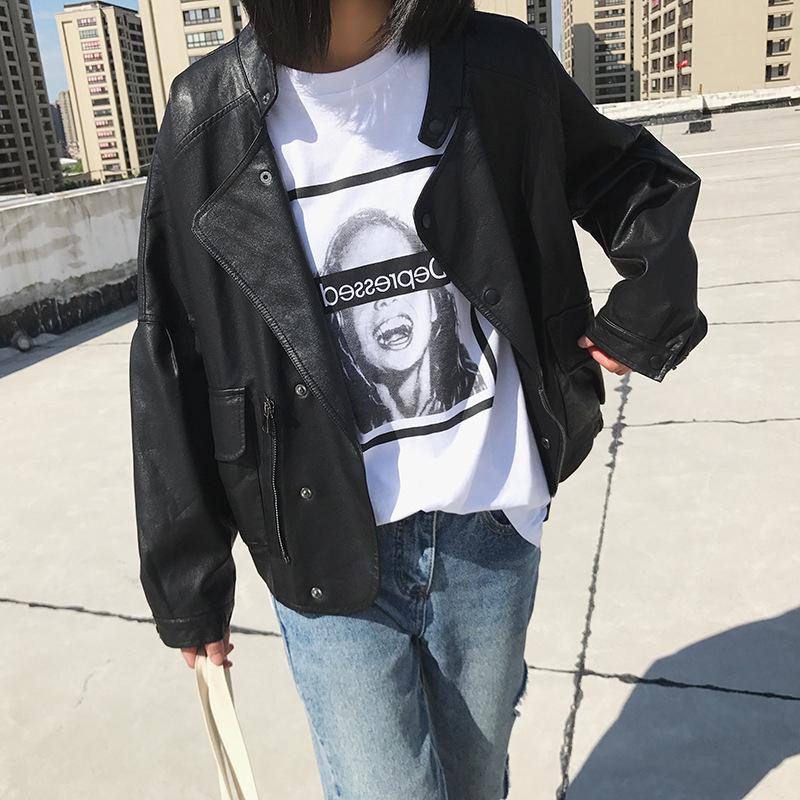 FTLZZ kobiety krótka Pu skórzana punkowa kurtka szczupły zamek błyskawiczny płaszcze ze sztucznej skóry kobiet pojedyncze piersi skóra motocyklowa odzież wierzchnia: S
