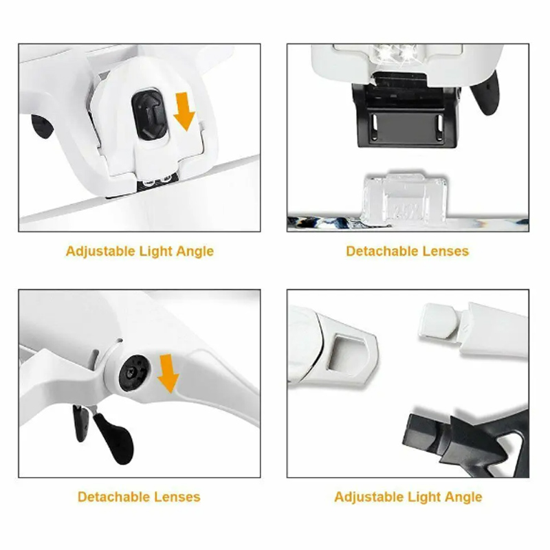 Vergrootglas Led Licht Hoofd Loep Juwelier Horloge Helder Vergrootglas Met 5 Lens