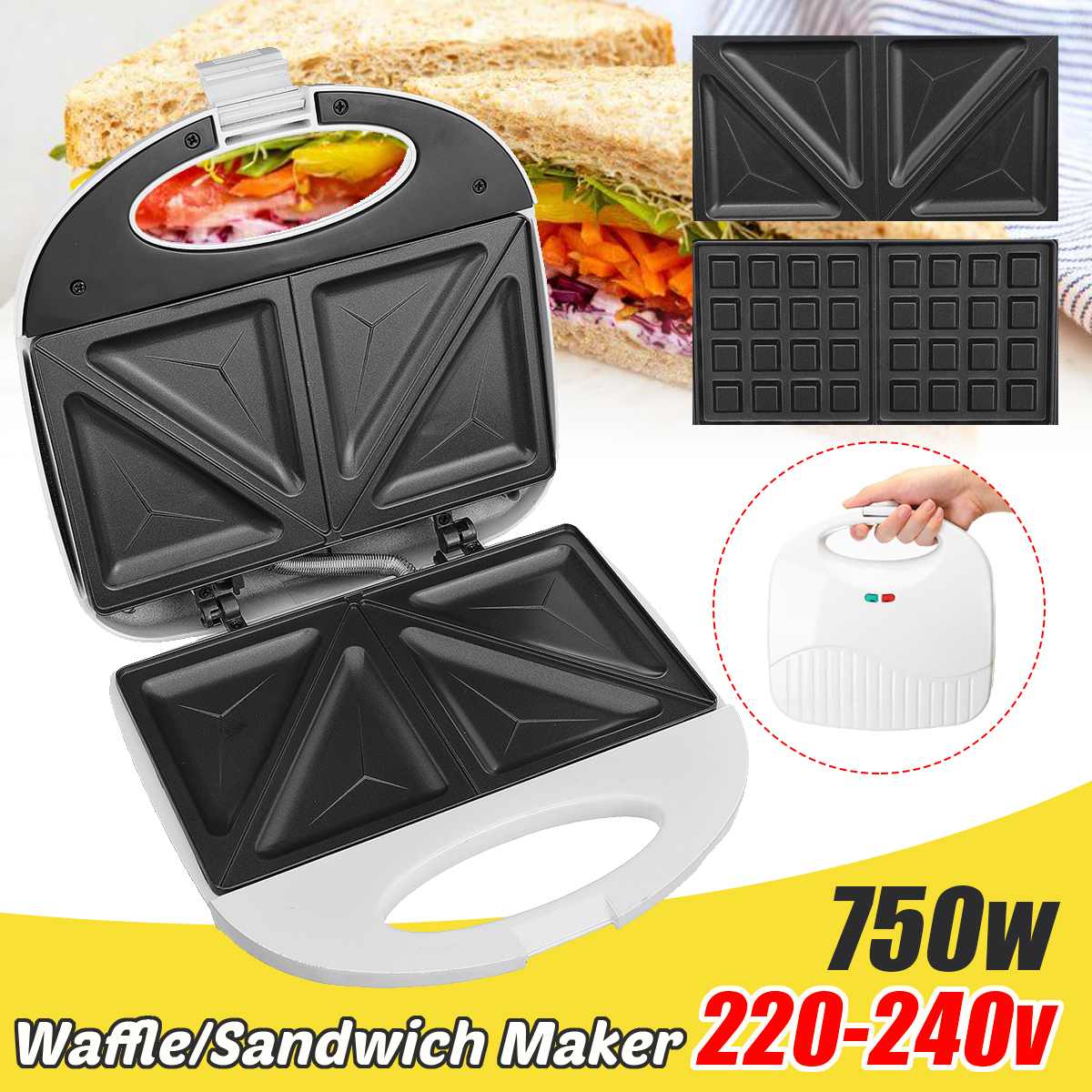 Elektrische Wafel Machine Maker Multifunctionele Elektrische Sandwich Ijzer Thuis Muffin Cake Donut Bubble 750W Wafelijzer Ontbijt