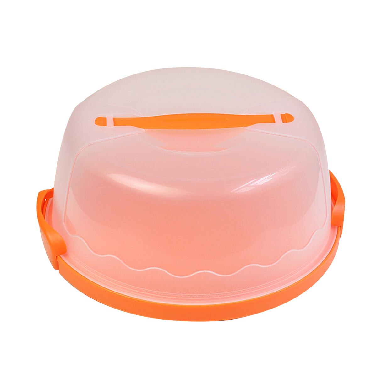 Caja de almacenamiento de pastel de plástico colorido de 10 pulgadas recipiente para pasteles contenedor de silicona caja de transporte portátil para accesorios de cocina para magdalenas: Orange