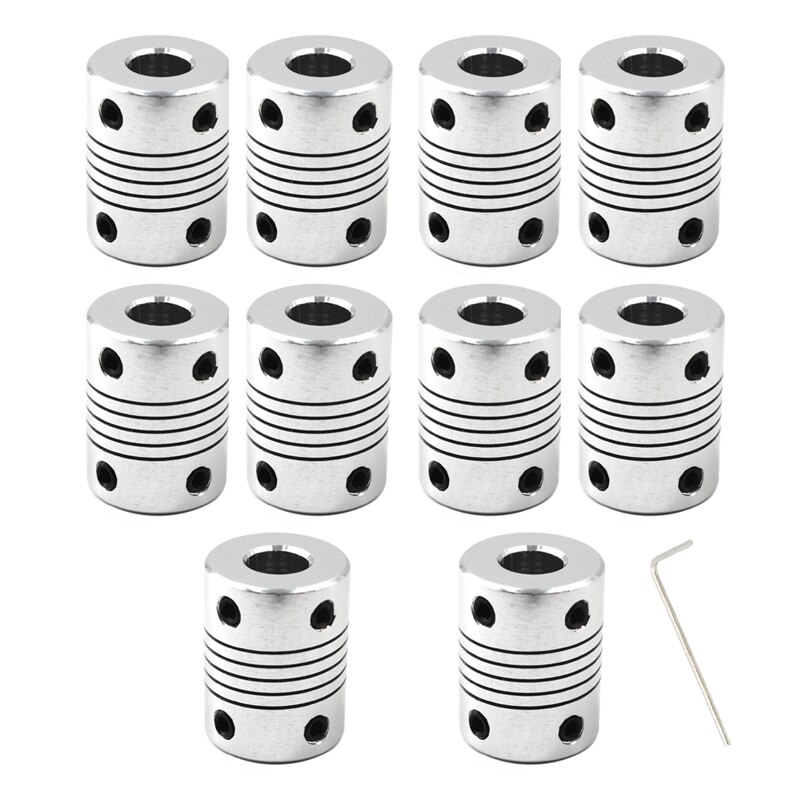 10CPS faisceau accouplement Flexible arbre coupleur 5/6/8/10/6.35mm (clé incluse)