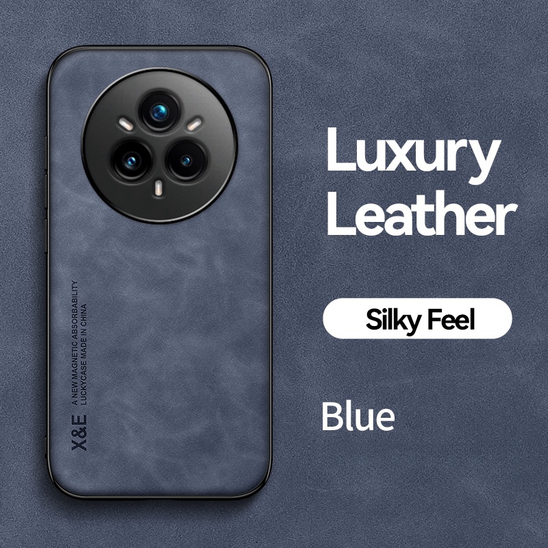 Luxe Lederen Schokbestendig Telefoon Case Voor Realme 14 Pro 5G Auto Magnetische Houder Cover voor Realme 14 Pro + Realmi 14Pro Plus Fundas: Blauw / Voor iPhone 16 Pro Max