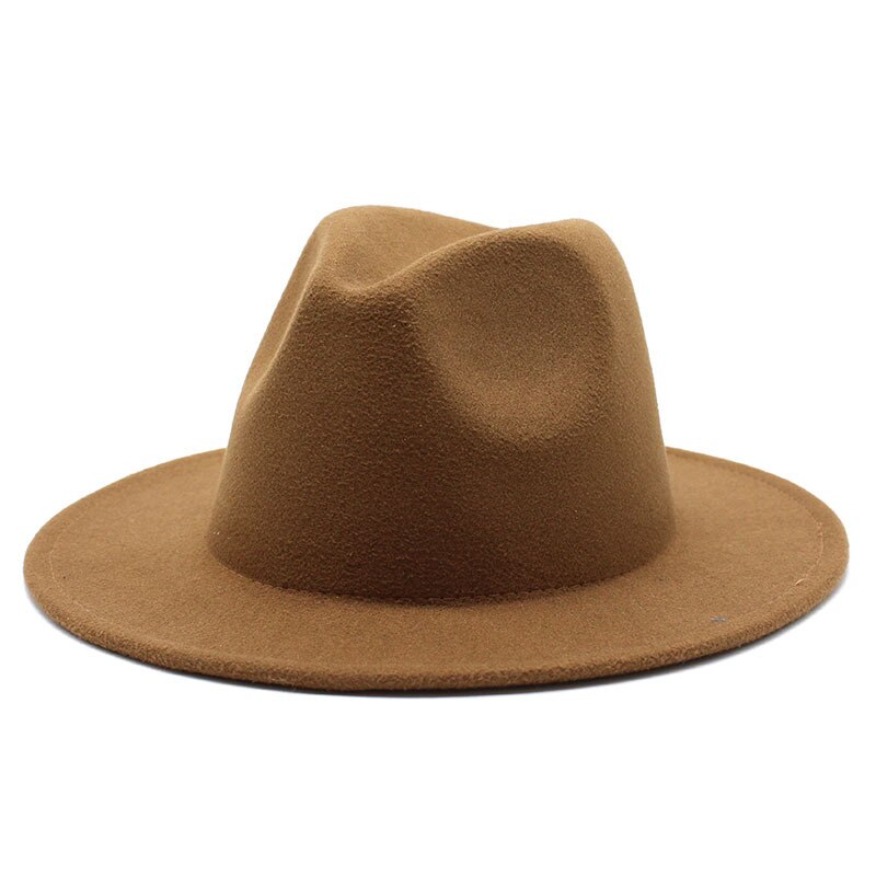 Fedora – chapeau de Jazz en feutre pour femmes, hommes, garçons et filles, pour enfants, pour décorer un mariage formel, Panama, automne et hiver: Kaki / 56-58CM