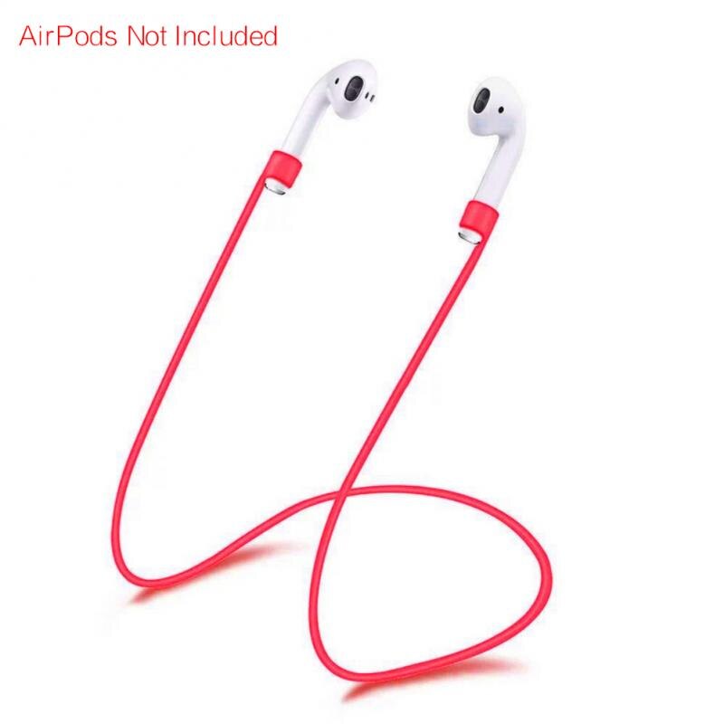 1pc Silicone Anti-lost Neck Strap Wireless Earphone String Rope Headphone Cord Earphone Accessorie For Apple AirPods Newest: 55CM red