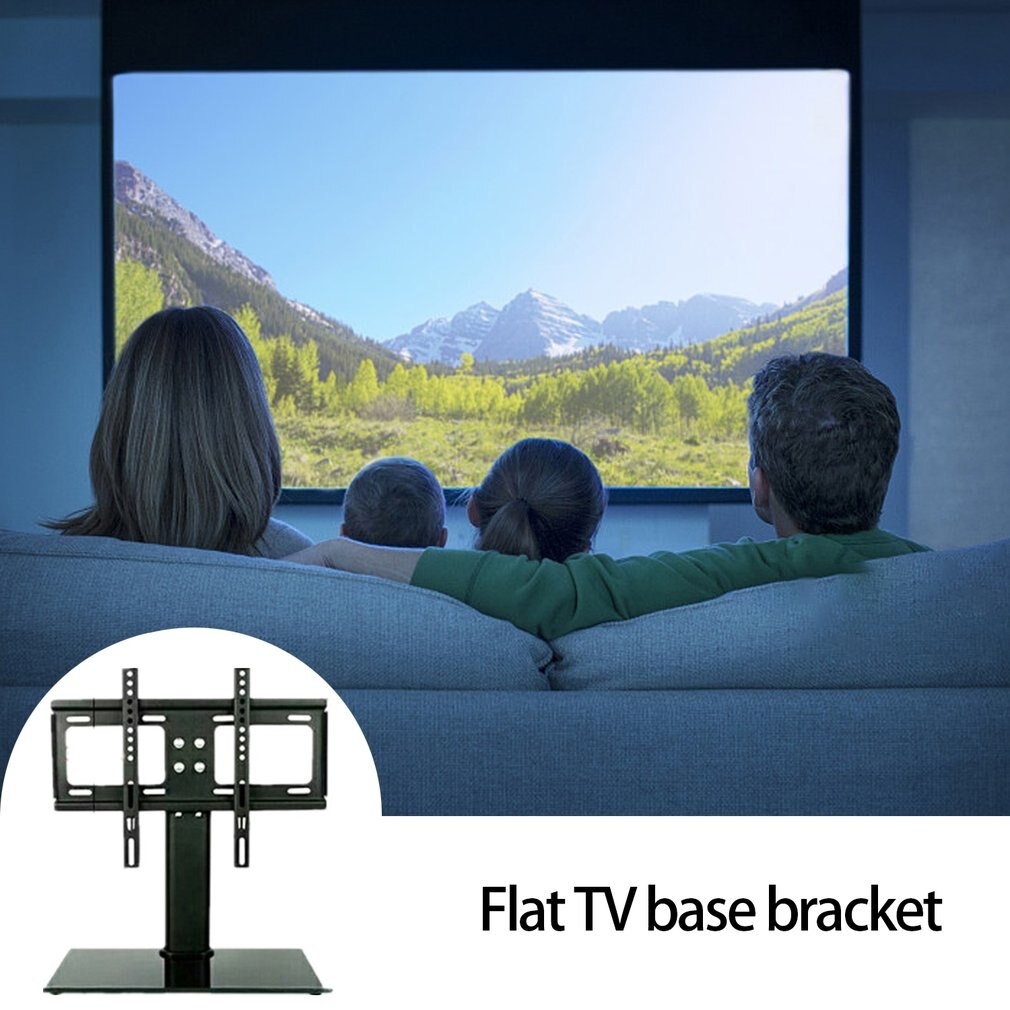 Flat TV Base Bracket Thickened LCD Flat Panel TV Double Column Base TV Desk Stand TV Table Monitor Stand