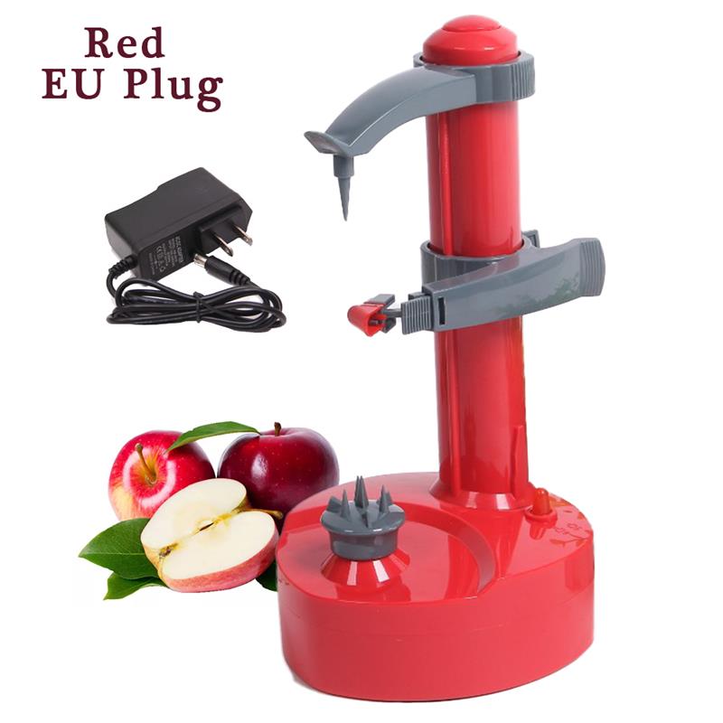 Multi Electric Potato Peeler For Fruits Vegetables Auto Stainless Steel Rotato Express Apple Paring Cutter Machine Kitchen Tools: EU Red