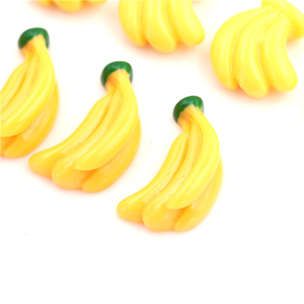 5Pcs Resin Miniatur Bananen Cabochons - Flache Rückseite DIY Basteln für Handy-Deko, Scrapbooking
