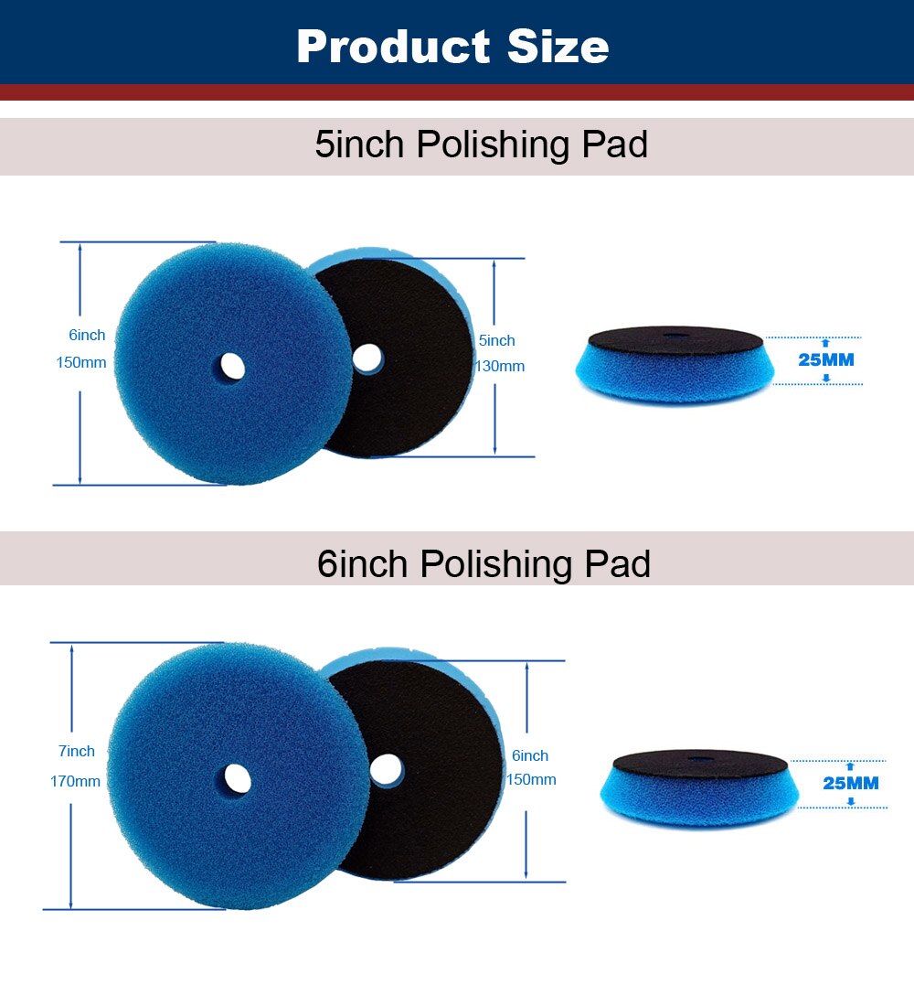 5/6 Inch 8Pcs Polish Kit Europa Spons Verschillende Hardheid Polijsten Auto Spons Pad Voor Dual Action Polijstmachine