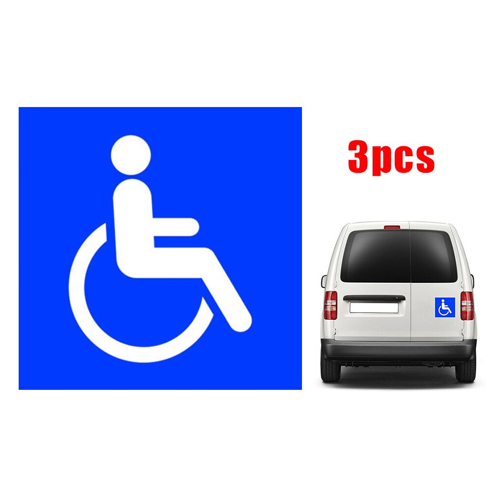 3 pcs Sign Sticker Disabled Wheelchair Sign Decal Blue For Car Truck Van Handicap Warning Mark Decoration