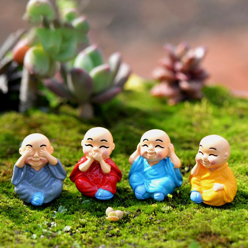 4pcs/Set Mini buddha Figurines Miniature For Home Bonsai Decoration Micro Landscape Decor: Default Title
