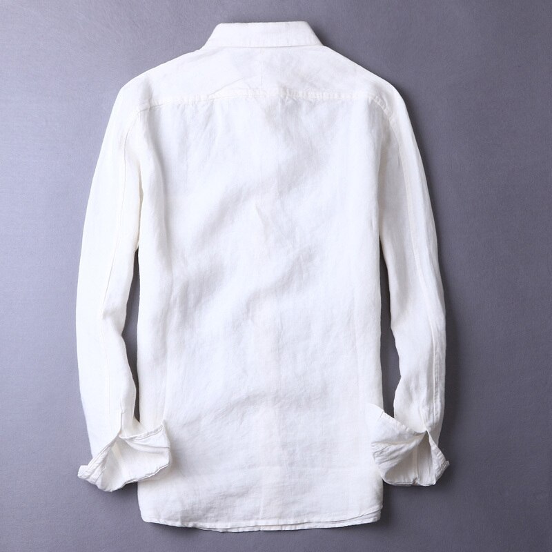 Kevät syksy 100%  pellava paita miesten plus koko alaslaskettava kaulus ohut miesten paidat merkkivaatteet pellava paita miesten camisa masculina