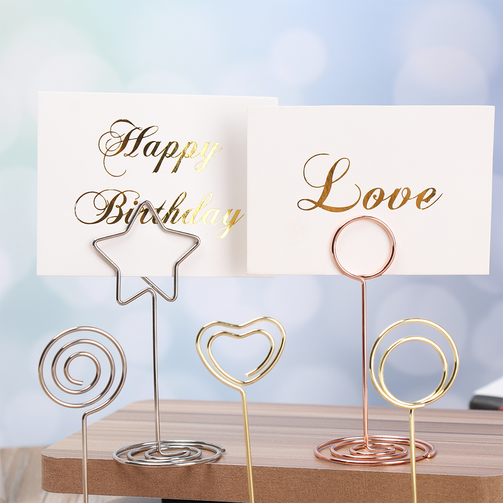 Metalen Kaarthouder Romantische Hart Foto Clip Tafel Nummer Stand Wedding Party Desktop Decoratie Bureau Accessoires