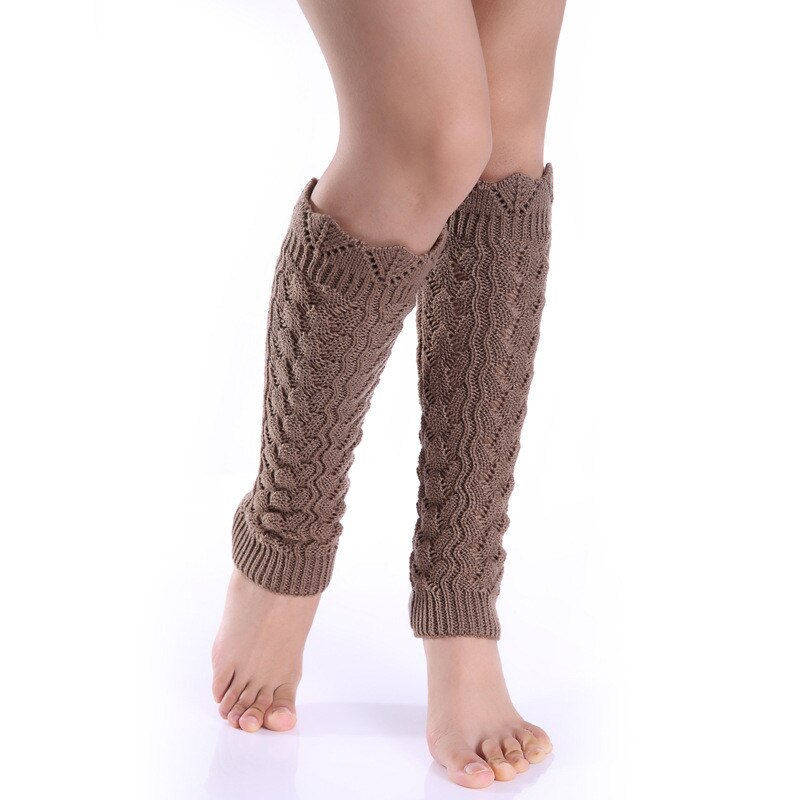 Creux ondulé bordure Imitation dentelle tricoté laine jambe couverture Pile Pile chaussettes femme automne et hiver chaussettes cheville plus solide: Kaki