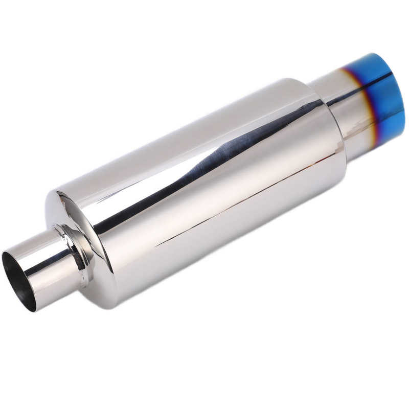 exhaust pipe connector exhaust Exhaust Muffler Blue 2in‑Inlet 3in‑Outlet Stainless Steel Silencer Cotton Universal