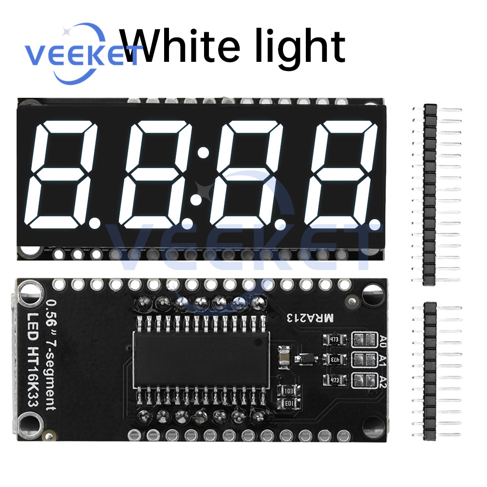 Display with Clock Module 0.56-inch 4-Digit 7-Segment HT16K33 Driver Green Red White Yellow Blue LED Indicator Display: Green Jade