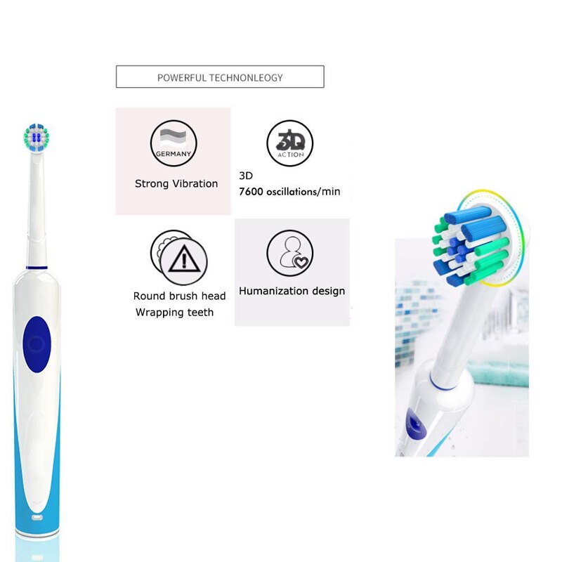 Rechargeable Electric Toothbrush with Timer Rotating Toothbrush Power Spin Toothbrush with Replacement Brush Head 4pack - for Ch