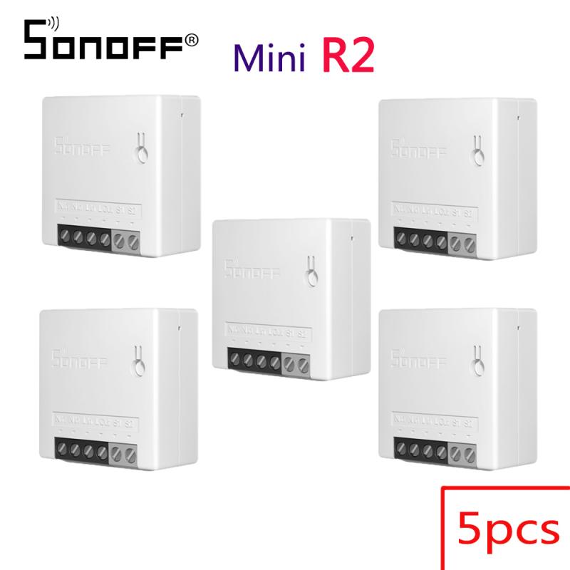 Sonoff Mini R2 Smart Wifi Schakelaar Thuis Diy Kleine Twee Manier Lichtschakelaars Timer Afstandsbediening Werkt Met Alexa Google thuis Ewelink: 5PCS