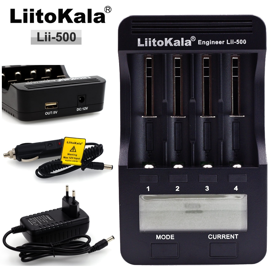 LiitoKala Lii-500 Multifunctionele Lader 18650,18650 Lader 26650 Lader, Capaciteit test, USB 5 V uitgang, Grote lcd-scherm.