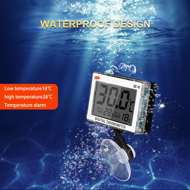 Termómetro Digital para tanque de peces DC16, medidor de temperatura subacuática con ventosa, resistente al agua de acuario: DC16