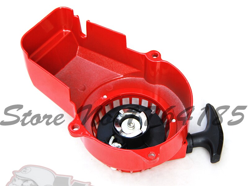 Röd pull starter aluminium för 2 takt 47cc 49cc luftkyld mini pocket bike atv dirt bike reservdelar