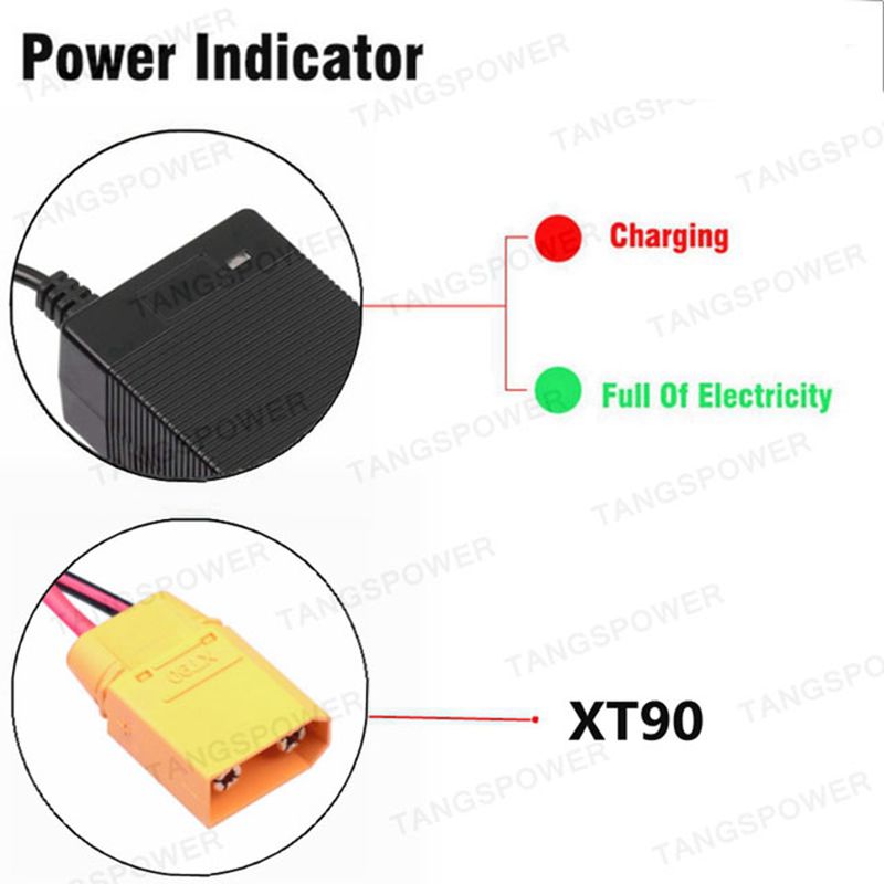 42V 4A Lithium Battery Power Tool Charger For 10S 36V Li-ion Battery Pack Fast Charging XT90 Clips Connectors With Cooling Fan: Dark Grey / Other
