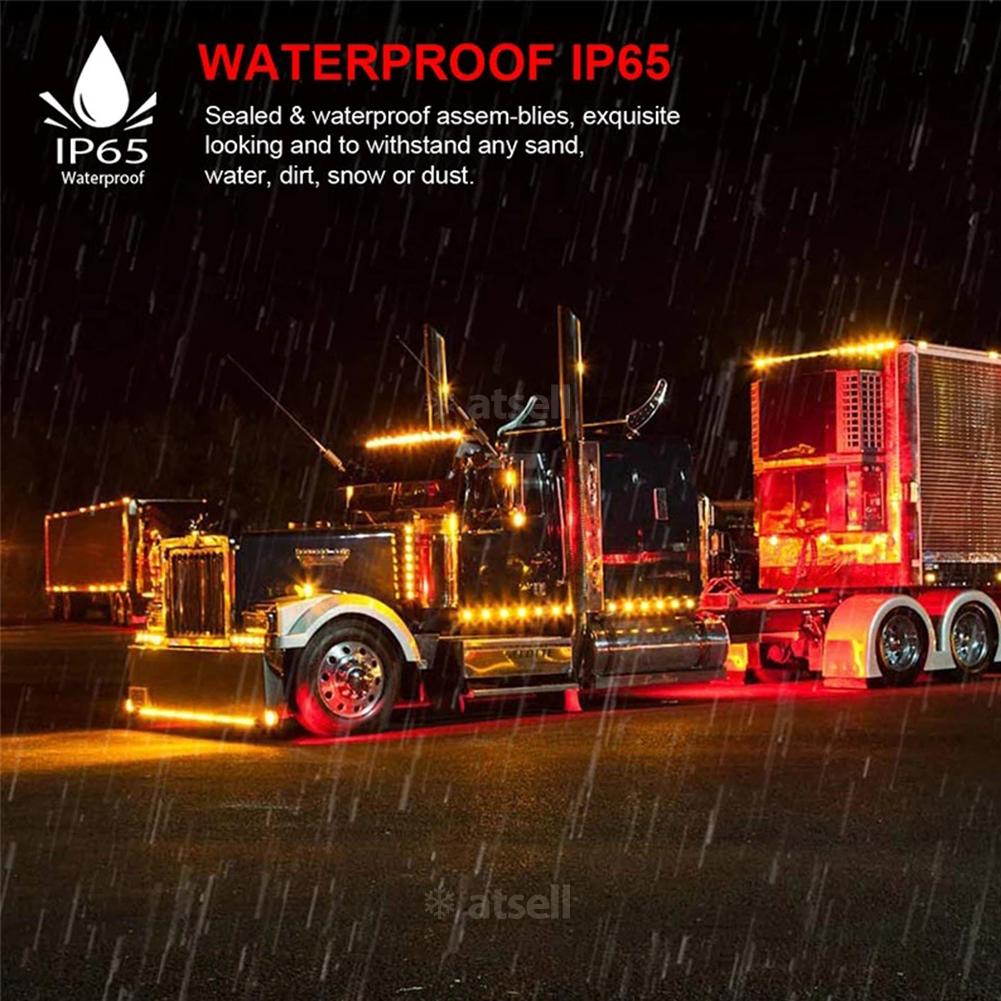 6 LEDs Red Yellow White Side Marker Lights 12-24V Waterproof Car Trailer Lorry Truck Van Bus Safety Warning Signal Light