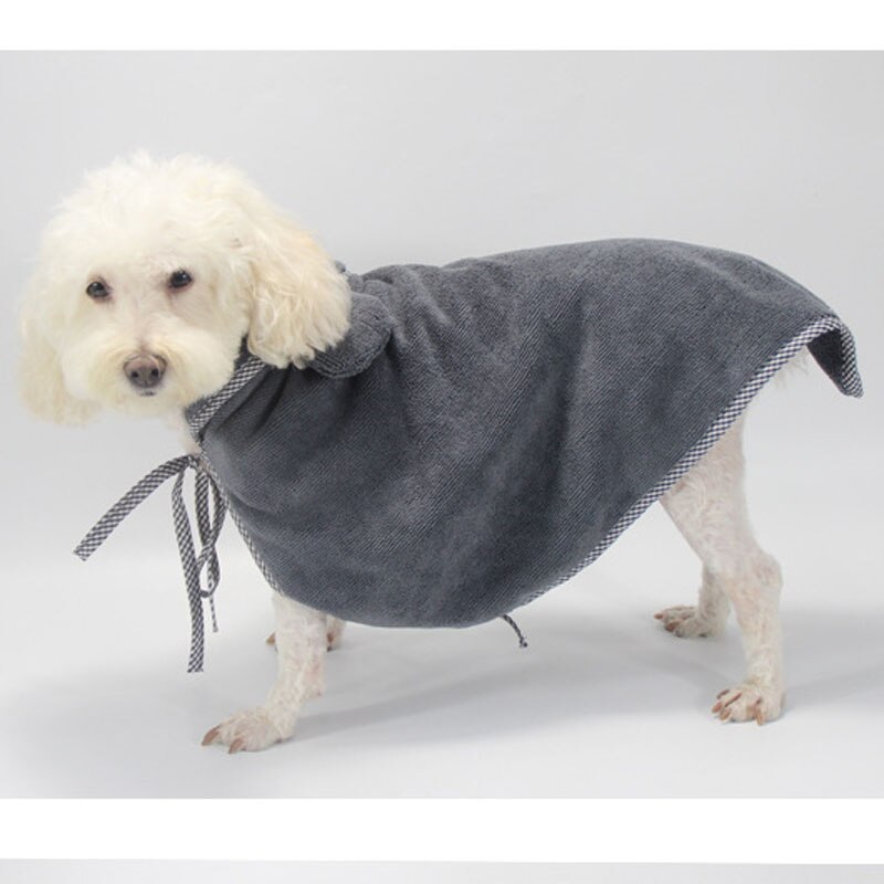 Solid Pet Badjas Kat Honden Absorberende Drogen Handdoek Microfiber Bad Pyjama Voor Alle Rassen Zachte Cape Mantel Douche Kleding: grey / M 50x50cm