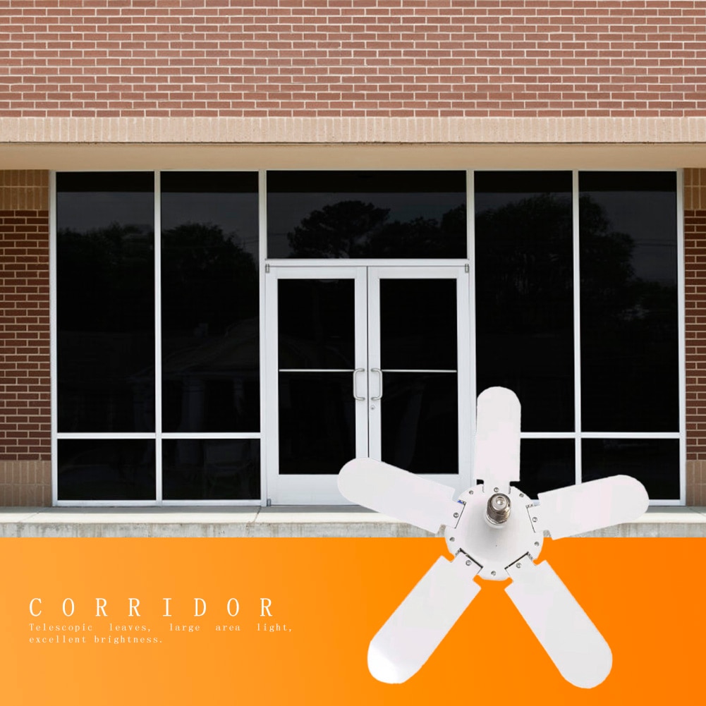 5-blade LED Garage Light Five-Leaf Folding Deformable Fan Blade Garage Pendant Lamp Bulb 360-Degree Adjustable Ceiling Light