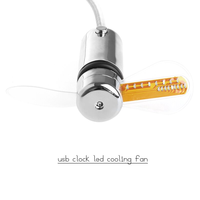 Handheld Mini USB Fan Portable Gadgets Flexible Gooseneck LED Clock Cool For Laptop PC Notebook Powerbank Real Time Display