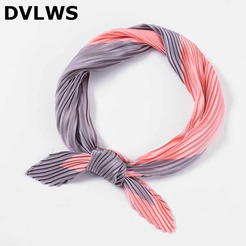 DVLWS gros soie-like femmes foulard plissé petit carré léopard imprimé écharpe cheveux bande décoration femmes écharpe