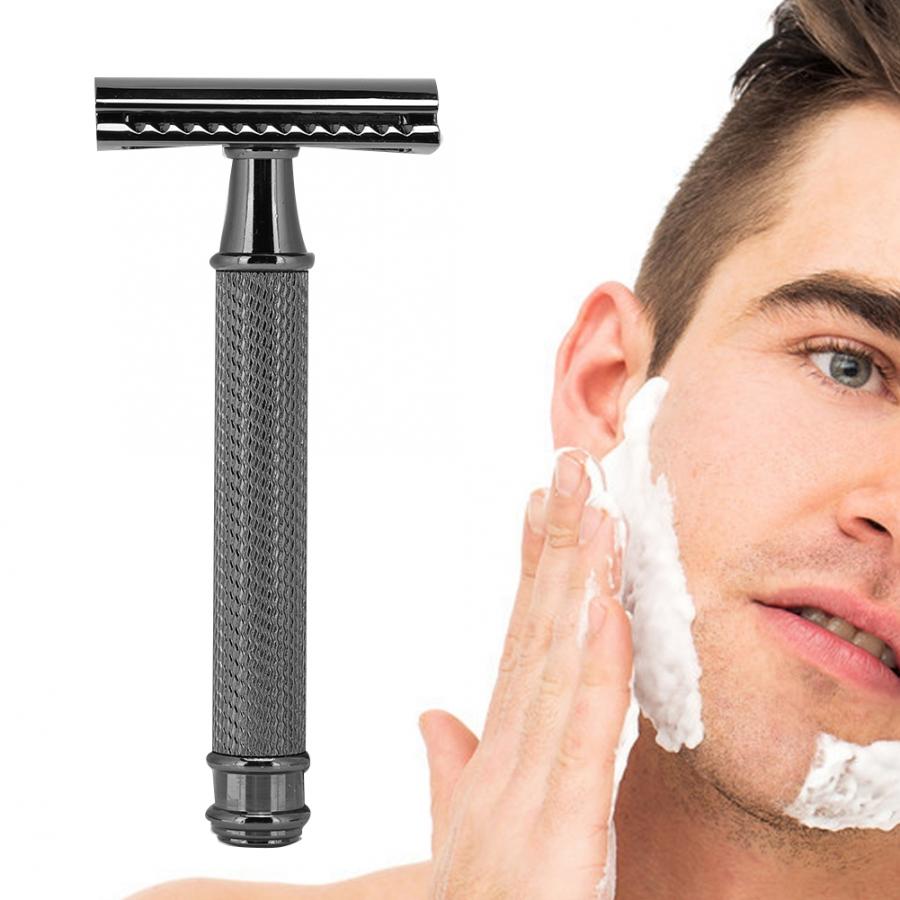 Classic Manual Shaver Metal Handle Double Edged Safety Shaving Tool for Men Use