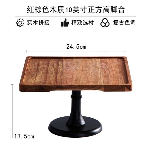 Wooden Cake Tool Set Dessert Pastry Display Stand Glass Cover Party Decoration Tall Cake Tray Home Decoration: H