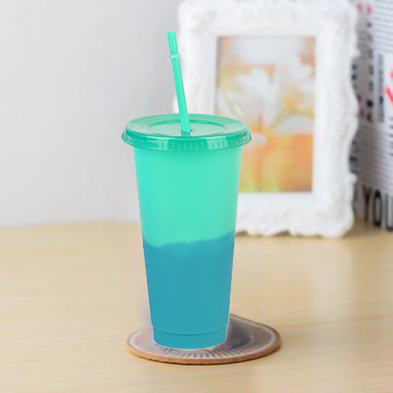 Large 710ml Straw Tumblers Cold Drinks Color Changing Cup With Lid Coffee Mug Plastic Tumbler Summer Super Cool Portable Cups