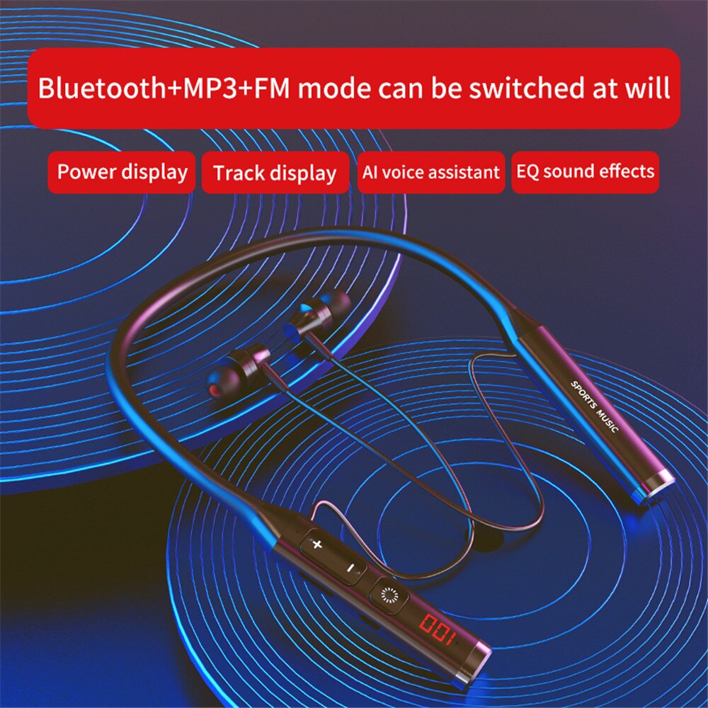 Kebidu Geluidsreducerende Draadloze Bluetooth Nekband Oortelefoon Hd Waterdicht Muziek Sport Headset Ondersteuning Fm Radio Tf-kaart Afspelen