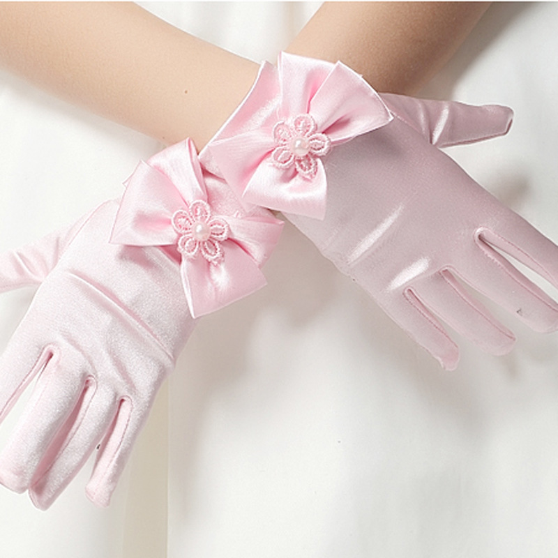 10 pzas/lote chico niña de las flores guantes cortos blanco rojo rosa estudiante guante de encaje disfraz guante de acción al por mayor