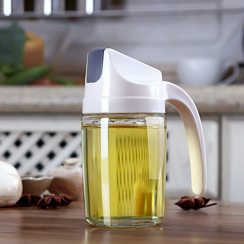 Glass Oil Jug Home Leakproof Bottle Kitchen Automatic Opening and Closing Lid diao wei liao ping Oil Vinegar Bottle Oil Jar Pot: Champagne